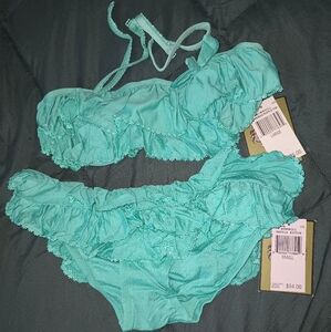 Juicy Couture Downhill Ruffle Bikini NWT Sm Bottom LG Top